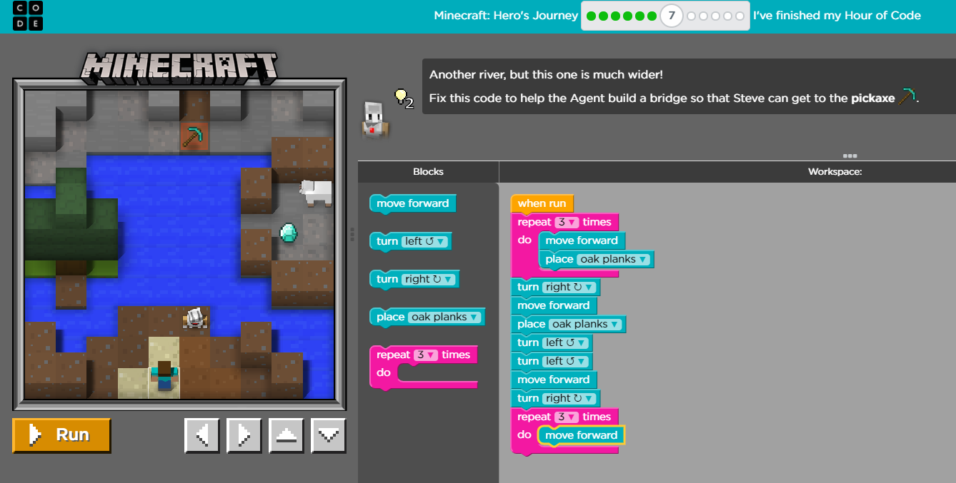 hour of code tynker minecraft